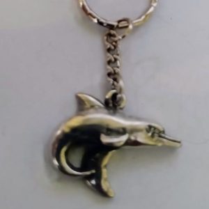 Handmade Pewter Dolphin Key Tag – Ocean Theme Keychain Gift for Marine Life Lovers
